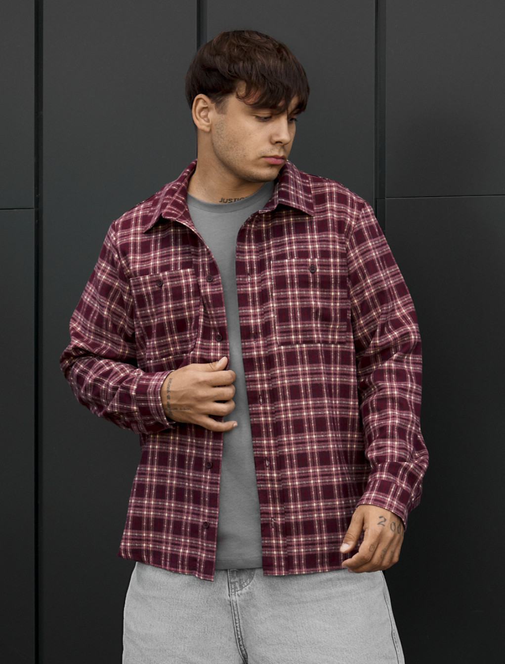 Koszula Staff c4 bordo & beige