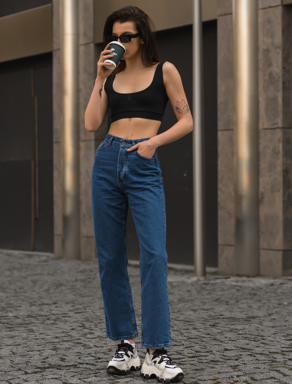 Damskie jeansy Staff navy straight