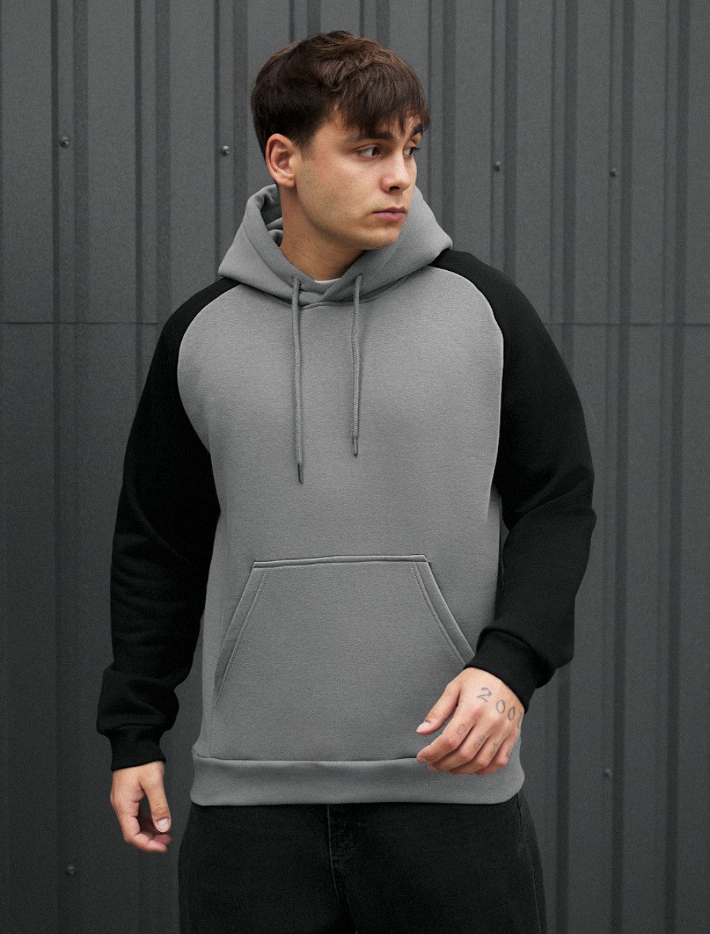 Bluza Staff gray & black oversize fleece