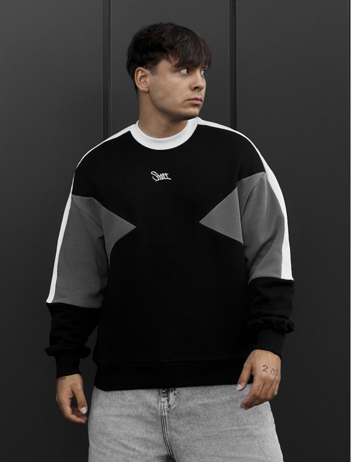 Bluza Staff  black & dark gray logo oversize fleece