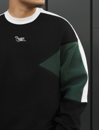 Bluza Staff black & dark green logo oversize fleece