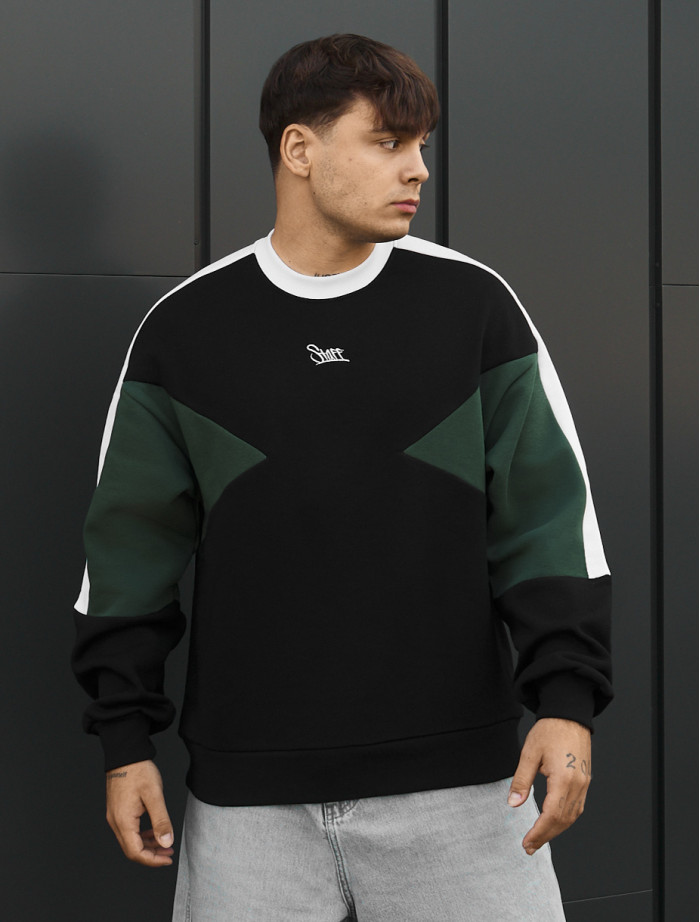 Bluza Staff black & dark green logo oversize fleece
