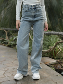 Damskie jeansy Staff blue gray wide leg