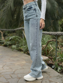 Damskie jeansy Staff light blue wide leg