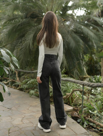 Damskie jeansy Staff dark gray wide leg