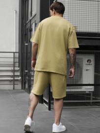 Letni komplet koszulka + spodenki Staff olive premium oversize