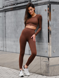 Damski kiomplet Staff top + legginsy brown