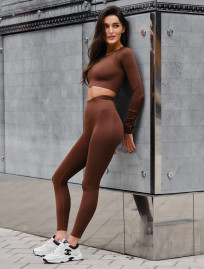 Damski kiomplet Staff top + legginsy brown