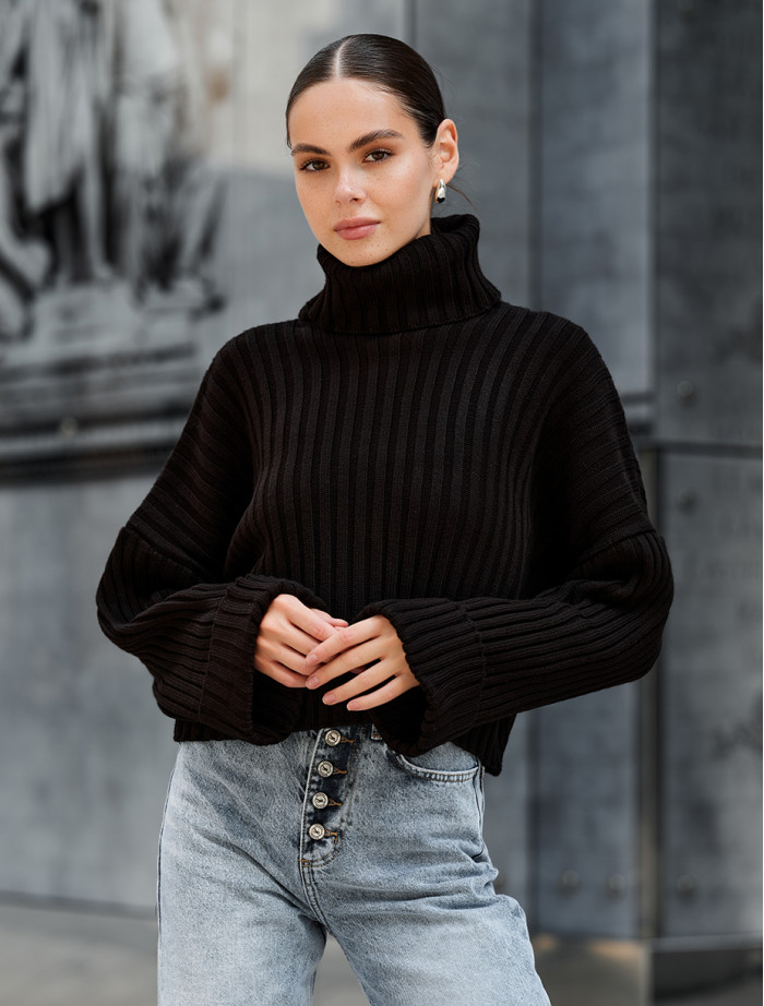 Damski sweter z dzianiny Staff nalle black