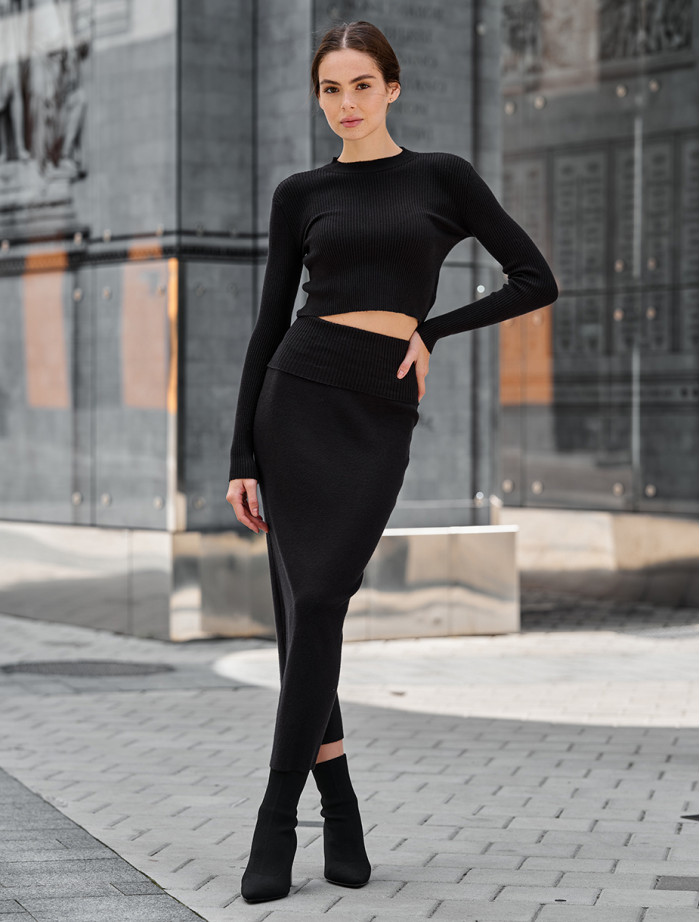 Damski komplet z dzianiny Staff black