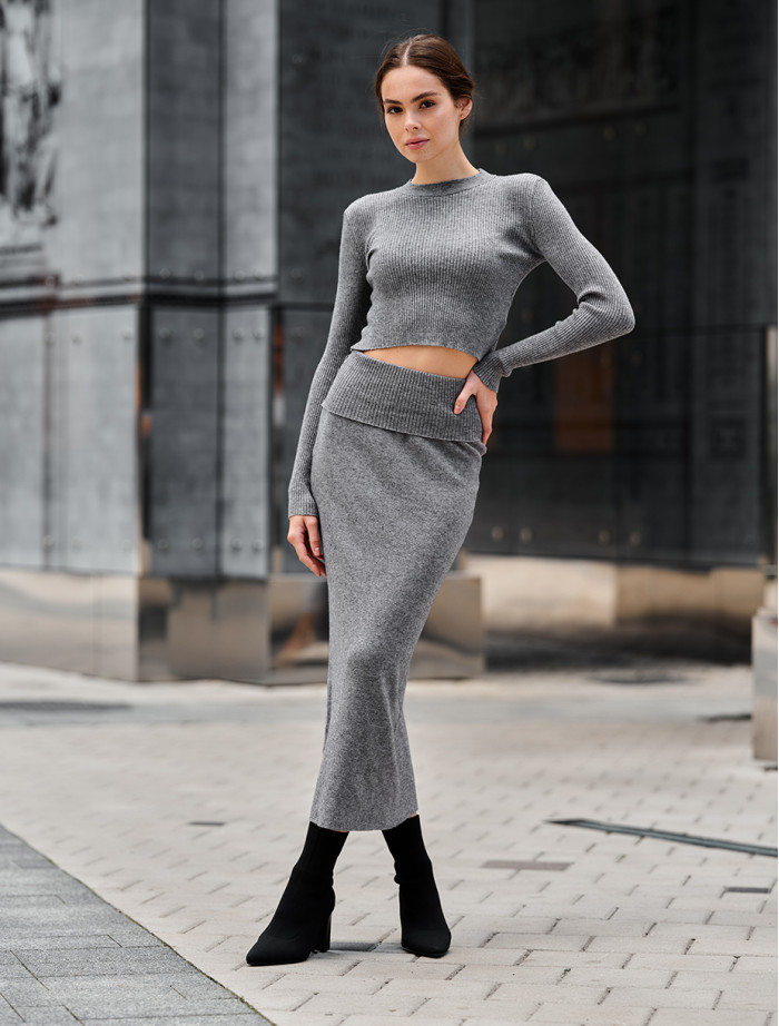 Damski komplet z dzianiny Staff graphite