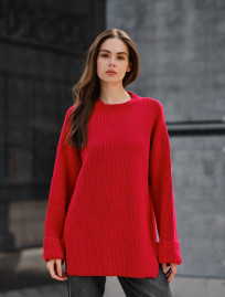 Damski sweter z dzianiny Staff lun red oversize