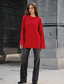 Damski sweter z dzianiny Staff lun red oversize