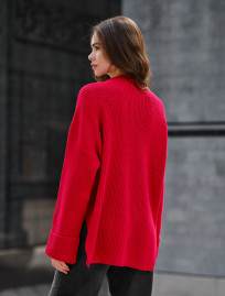 Damski sweter z dzianiny Staff lun red oversize