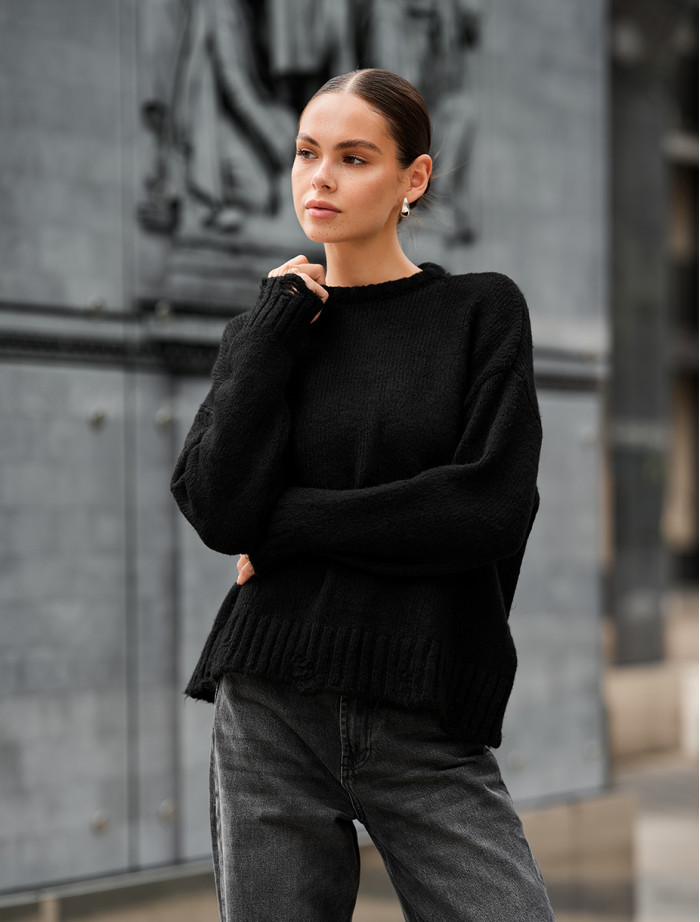 Damski sweter z dzianiny Staff fiora black