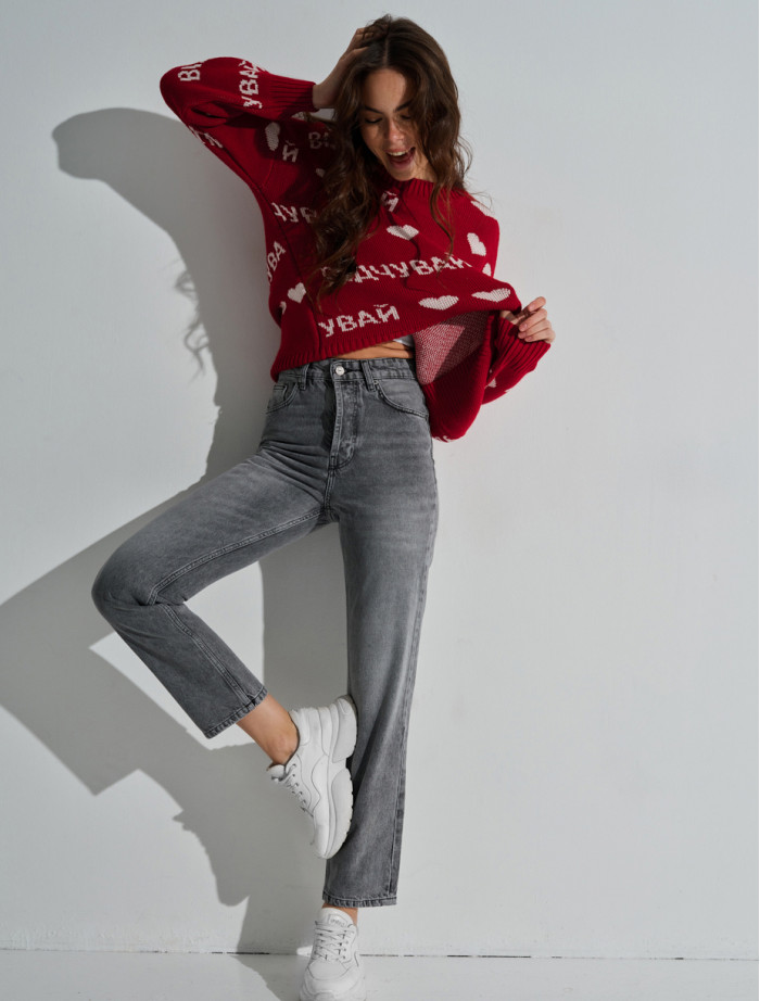 Damskie spodnie dżinsowe Staff gray mom