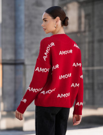 Damski sweter z dzianiny Staff amour red