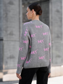 Damski sweter z dzianiny Staff art gray