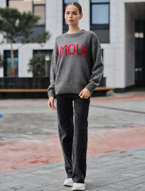 Damski sweter z dzianiny Staff amour gray oversize