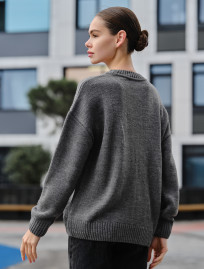 Damski sweter z dzianiny Staff amour gray oversize