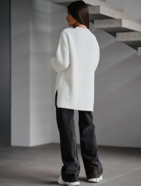 Damski sweter z dzianiny Staff lo white oversize