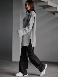 Damski sweter z dzianiny Staff lo gray oversize