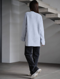 Damski sweter z dzianiny Staff lo white & light blue oversize