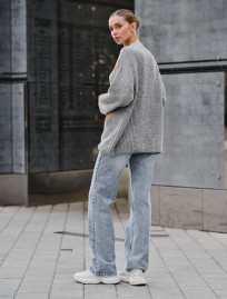 Damski sweter z dzianiny Staff bear gray oversize