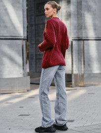 Damski sweter z dzianiny Staff bear bordo oversize