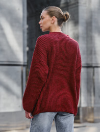 Damski sweter z dzianiny Staff bear bordo oversize