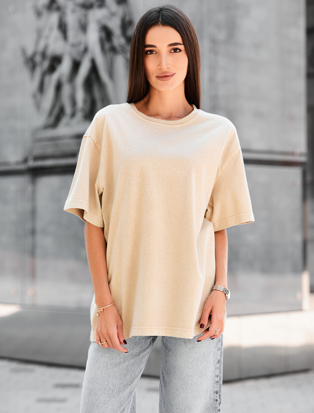 Koszulka Staff ri beige oversize