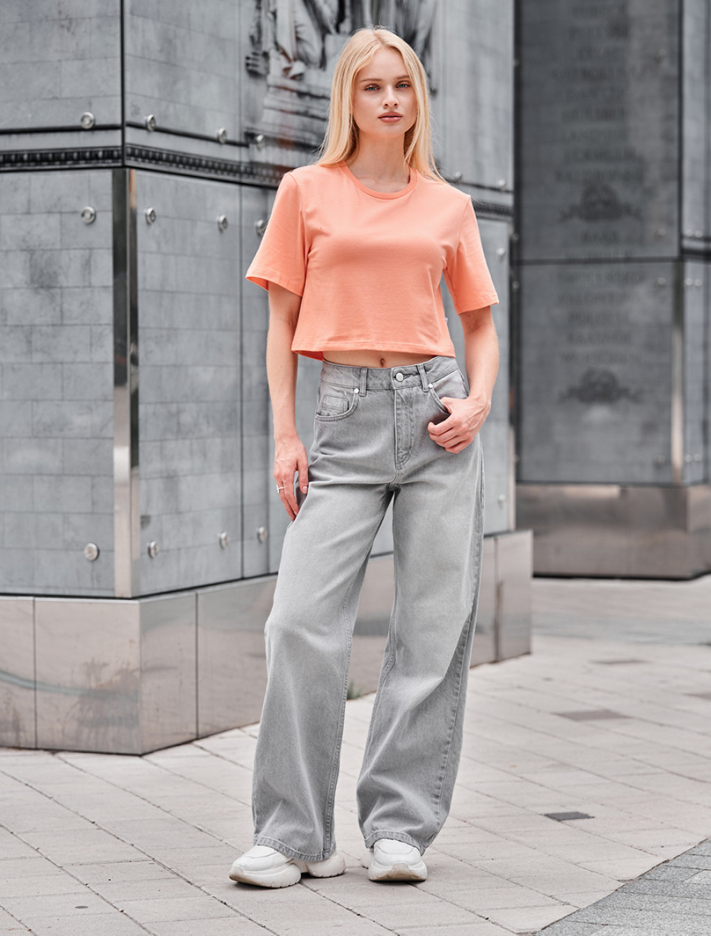 Dżinsy Staff wide-leg light gray
