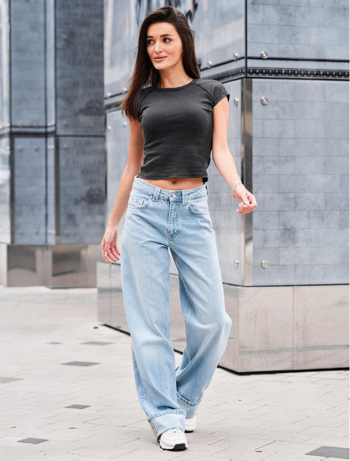 Dżinsy Staff wide-leg light blue