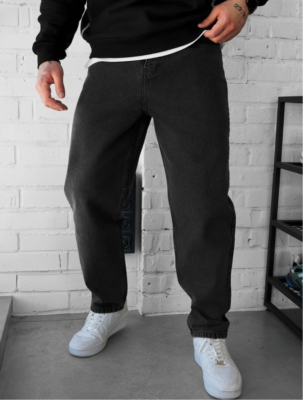 Dżinsy Staff 923 dark gray regular mom