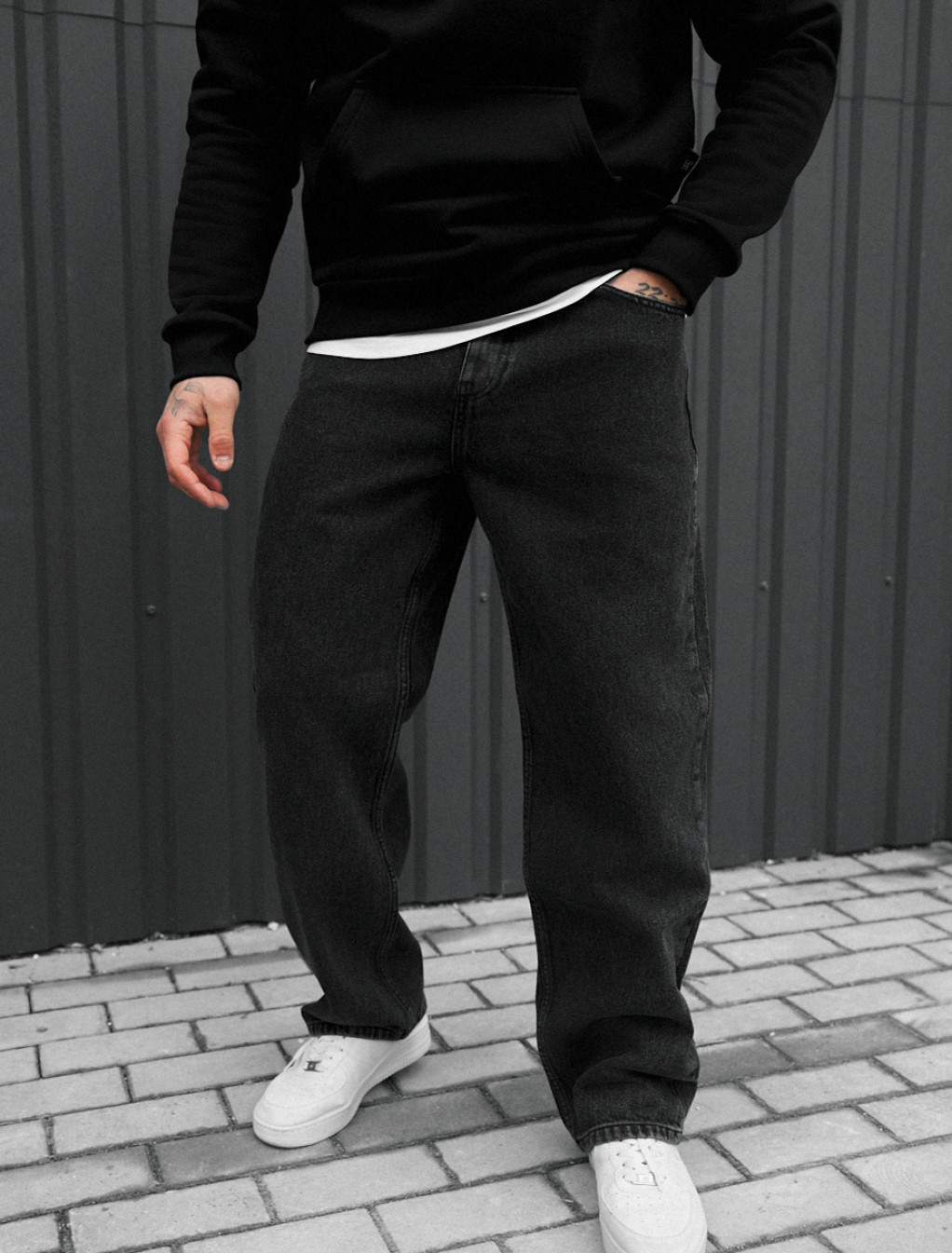 Dzinsy Staff 040 dark gray baggy