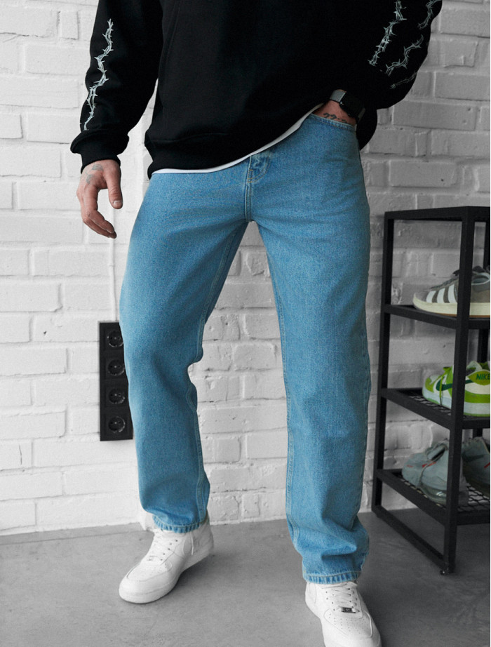 Dżinsy Staff 04 wide-leg light blue