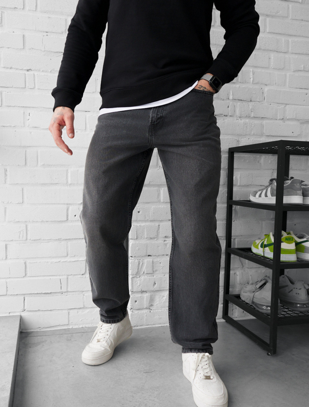Dżinsy Staff 14 loose fit dark gray