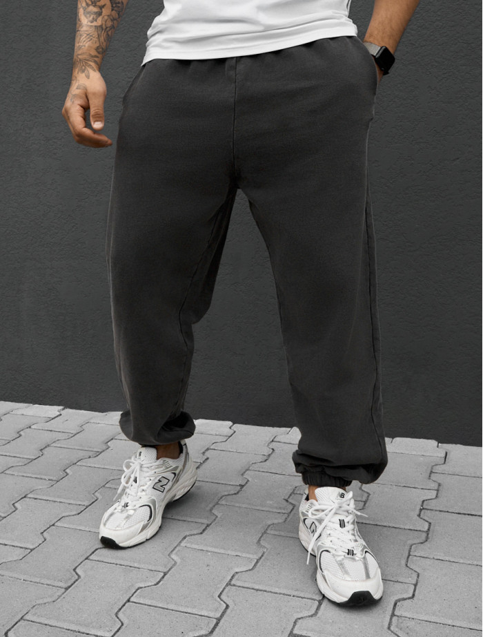 Spodnie dresowe Staff di dark gray premium washed