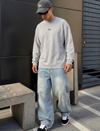 Longsleeve Staff light gray logo premium washed oversize