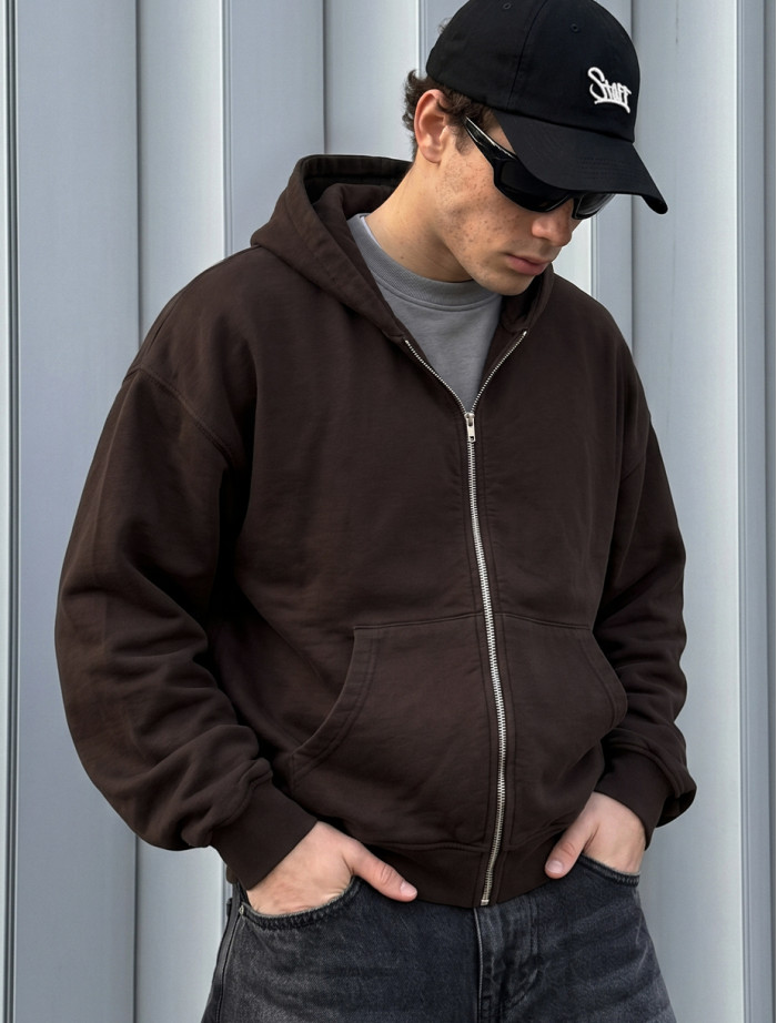 Bluza Staff dark brown premium washed oversize