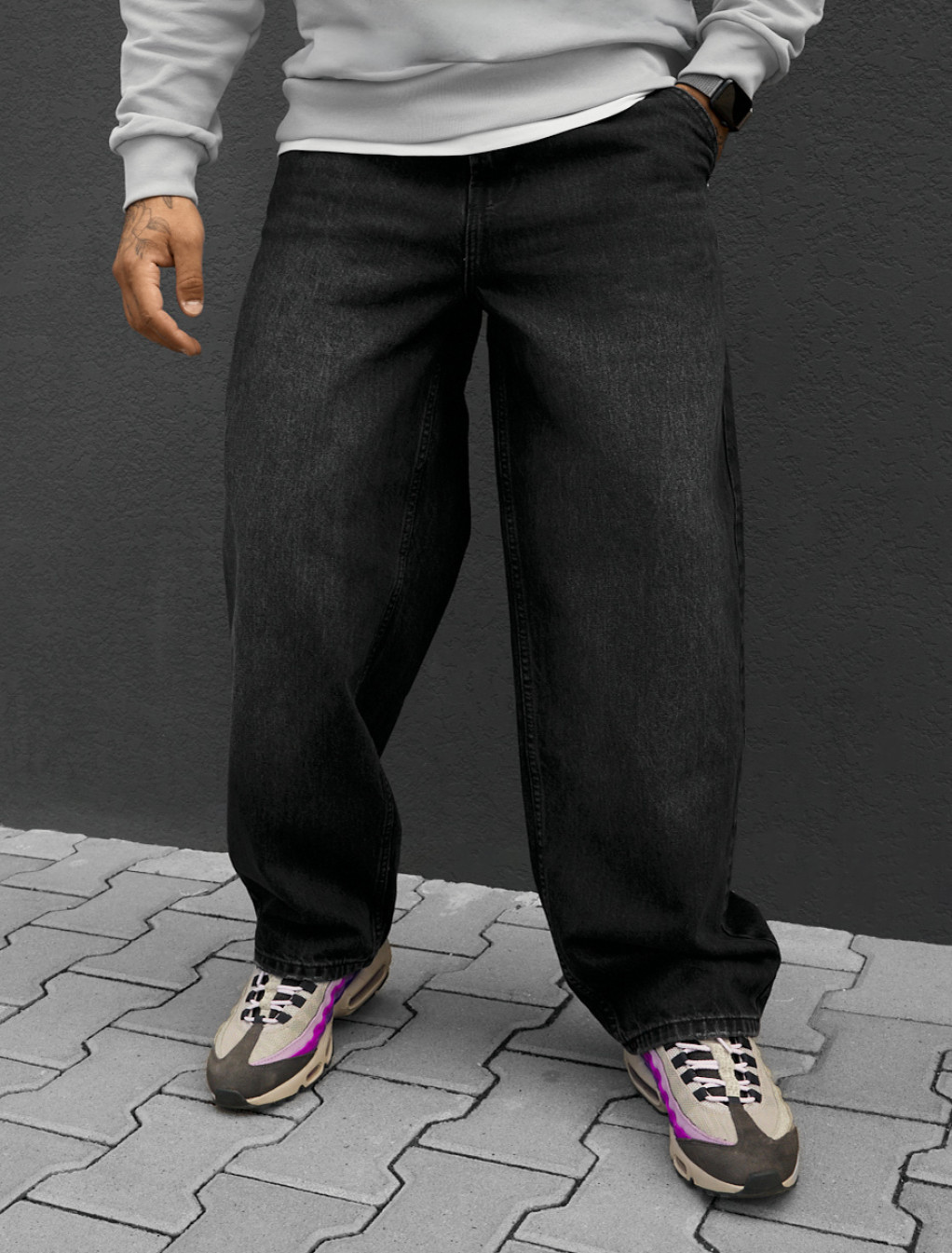 Dżinsy Staff 48 dark gray baggy