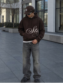 Bluza Staff logo dark brown premium washed oversize fleece