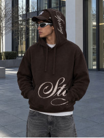 Bluza Staff logo dark brown premium washed oversize fleece