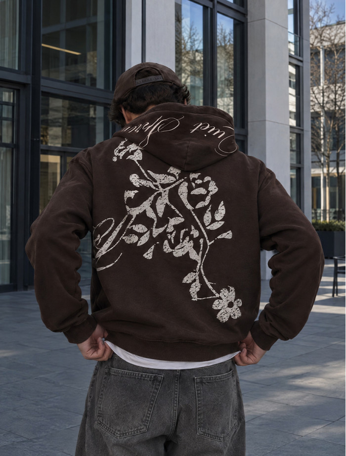 Bluza Staff logo dark brown premium washed oversize fleece