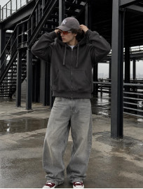 Bluza Staff zip logo dark gray premium oversize fleece