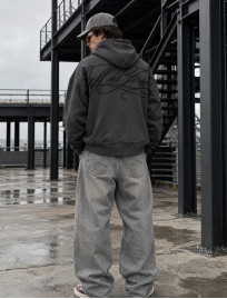 Bluza Staff zip logo dark gray premium oversize fleece