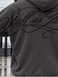 Bluza Staff zip logo dark gray premium oversize fleece