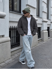 Bluza Staff zip gray premium oversize
