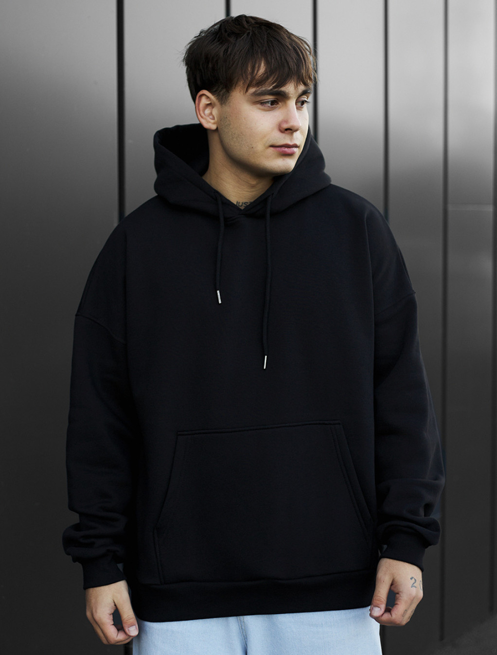 Bluza z kapturem Staff black basic oversize fleece