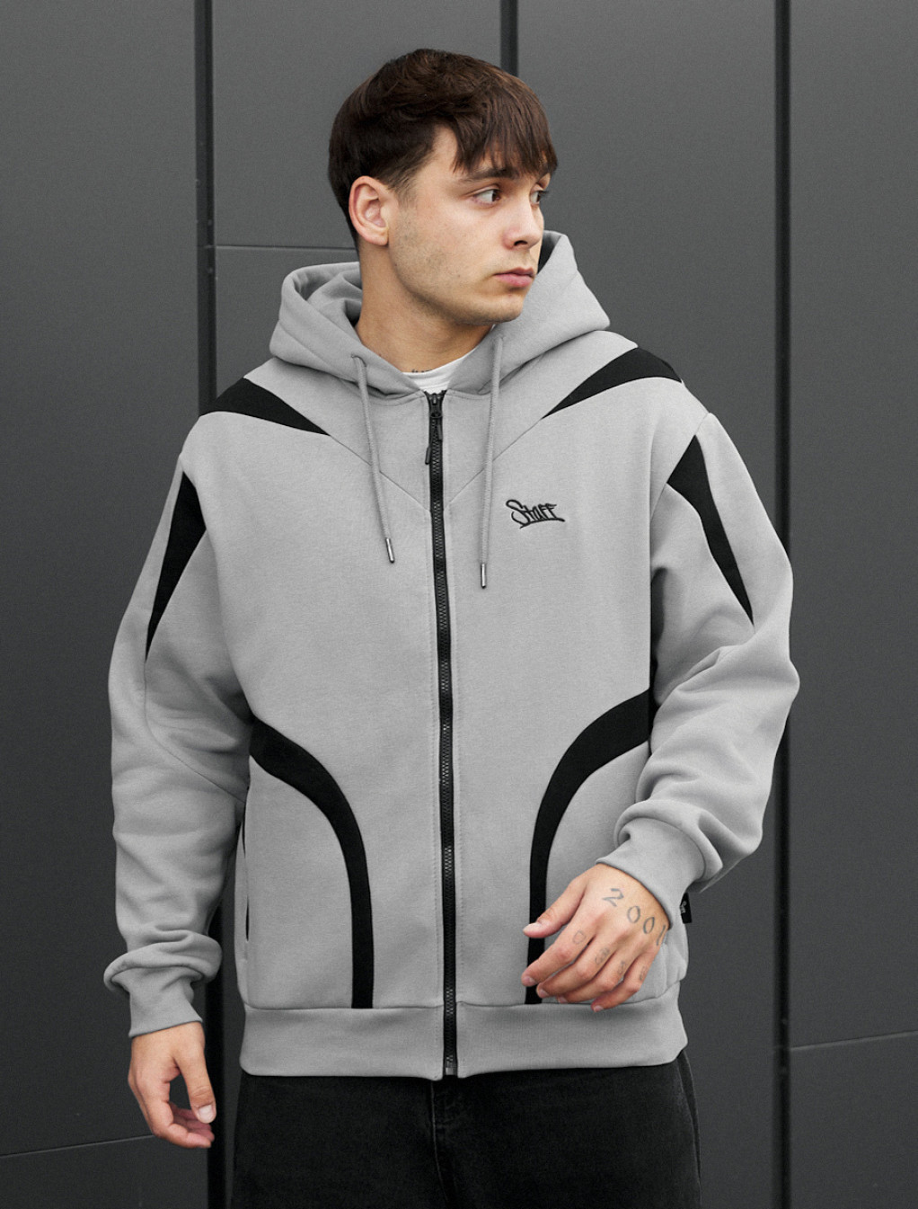 Bluza Staff gray & black logo oversize fleece